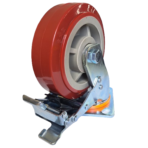 450kg - Urethane Castor - 6" 150mm - Swivel Plate with Brake