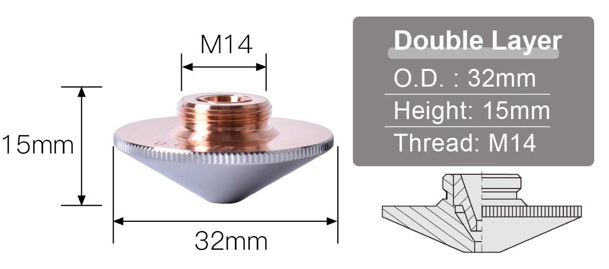 Laser Cutting Nozzle - 4.5mm - 10 Pack