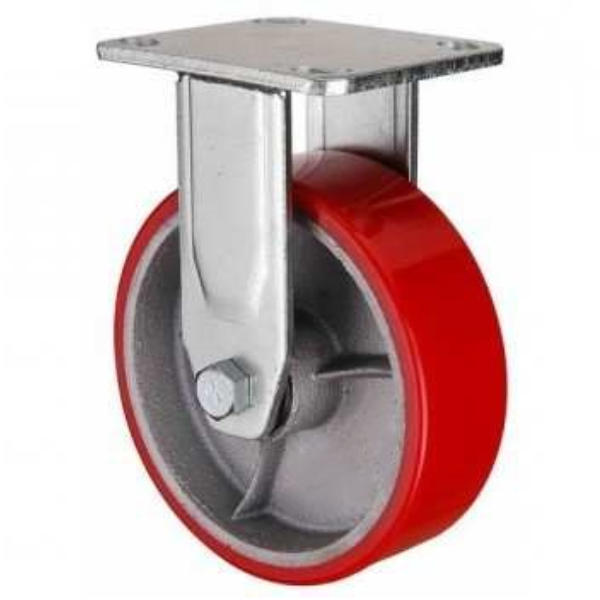 500kg - Urethane Castor - 8" 200mm - Fixed Plate