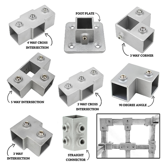 Square Tube Metal Frame Connectors – 25x25mm SHS Multi-Angle Joint System