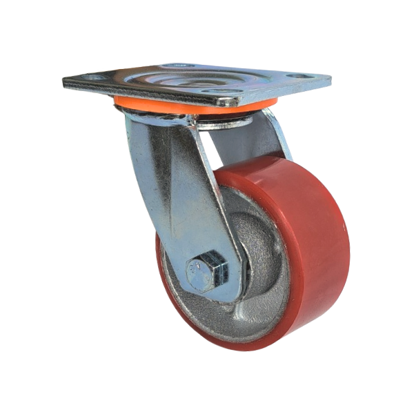 300kg - Urethane/Iron Castor - 4" 100mm - Swivel Plate