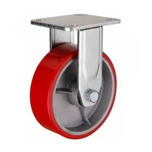 450kg - Urethane/Iron Castor - 6" 150mm - Fixed Plate