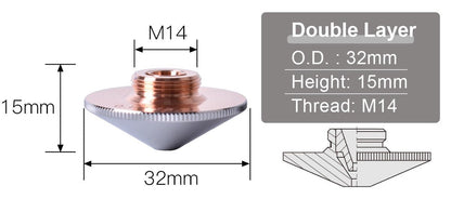 Laser Cutting Nozzle - 5mm - 10 Pack