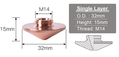Laser Cutting Nozzle - 1.5mm - 10 Pack