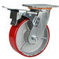 450kg - Urethane/Iron Castor - 6" 150mm - Swivel Plate with Brake