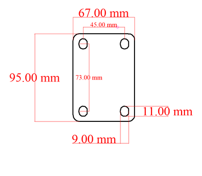 95mm x 67mm Castor Base Plate x 4