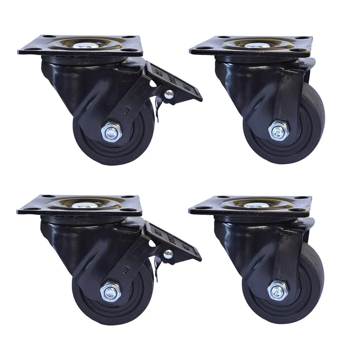 2400kg - Set of 4pcs, 75mm (3") Swivel Low Profile Castors