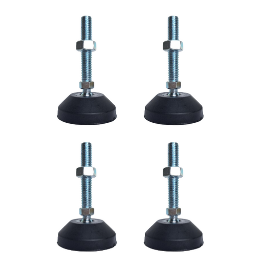 2600kg Rated Adjustable/Levelling Feet (ZINC PLATED) - 60mm Base, M12 Thread, 100mm Height (Set of 4)