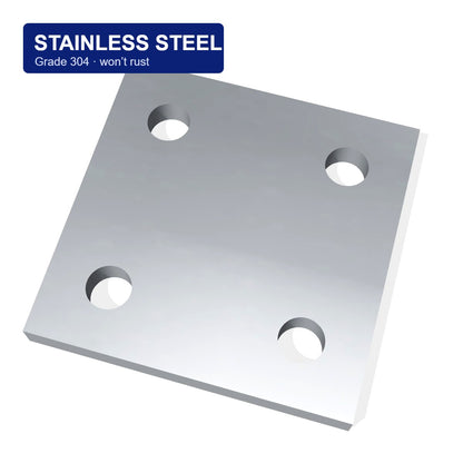 100 x 100mm stainless steel base plate, top view