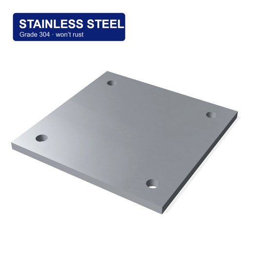 200 x 200mm 304 stainless steel base plate with 4 holes