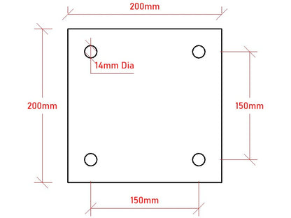 200 x 200 x 10mm Stainless Steel Base Plate