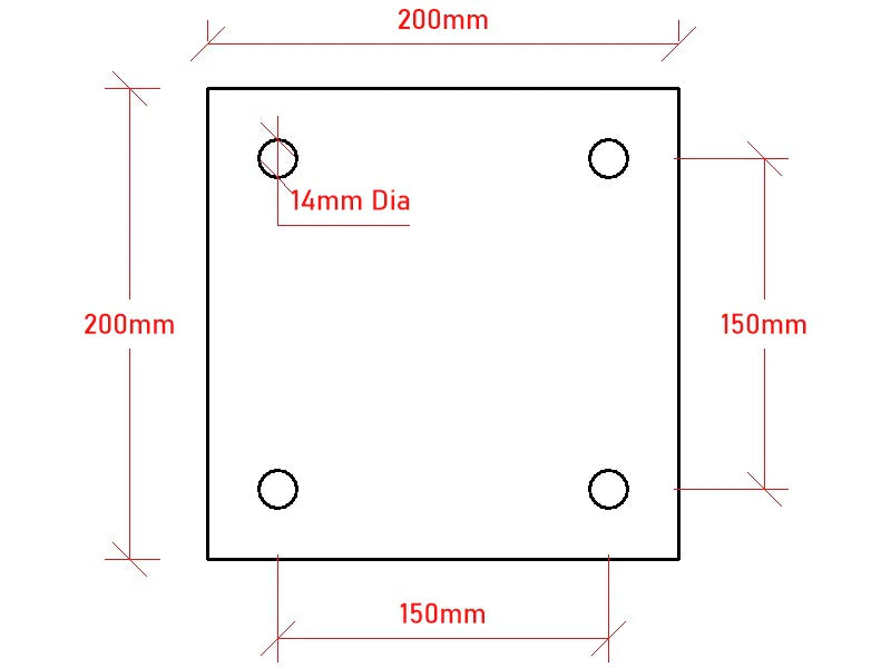 200 x 200 x 5mm Stainless Steel Base Plate