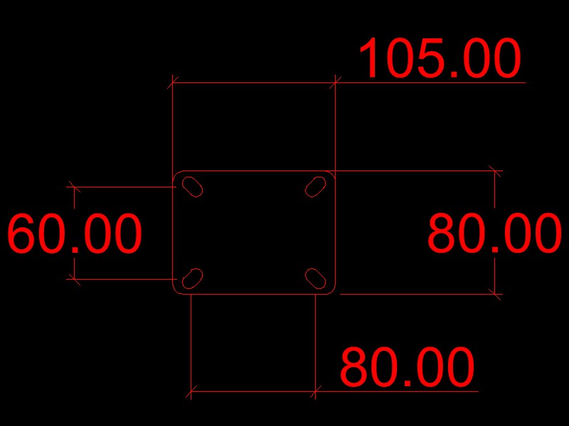 105mm x 80mm Castor Base Plate x 4 - EZY STEEL